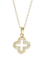 14K Gold Diamond Four Leaf Gold Necklace