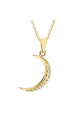 14K Gold Diamond Half Moon Gold Necklace