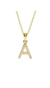 14K Gold Diamond Initial Necklace Letter A
