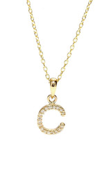 14K Gold Diamond Initial Necklace Letter C
