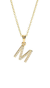 14K Gold Diamond Initial Necklace Letter M