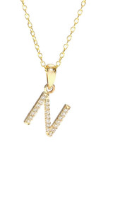 14K Gold Diamond Initial Necklace Letter N