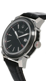 Bulova watches New Bulova Black Dial Leather Men's Watch 98B160