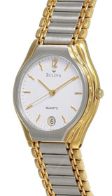 Bulova watches New Bulova White Dial 2-Tone SS Unisex Watch 70291