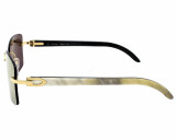 Cartier Eyewear CARTIER Gold/ White Temples BUFFALO HORN Unisex Sunglasses CT0030RS-001