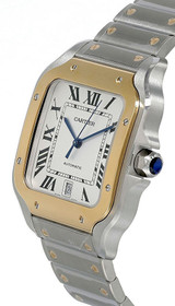 Cartier watches CARTIER Santos De Silvered Opaline Dial 39.8MM Gold Bezel Mens Watch W2SA0009