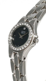 Citizen Watches CITIZEN Crystal Accented Black Dial S-steel Women's Watch EK4900-50E
