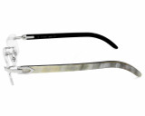 Eyewear Brands CARTIER C Decor Silver/White Buffalo Horn Unisex Eyeglasses CT0046O-002