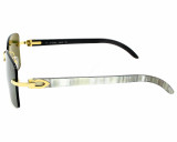 Eyewear Brands CARTIER Gray Gold Flash Lens with Buffalo Horn Mens Sunglasses CT0030RS 002