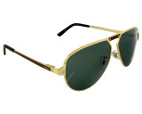 Eyewear Brands CARTIER Pilot Green Lens Full Rim Gold 61-13-145MM Mens Sunglasses CT0101SA 003
