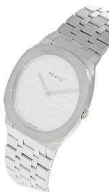 Gucci watches GUCCI 25H 30MM QTZ Stainless Steel Silver Dial Womens Watch YA163501