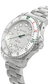 Gucci watches GUCCI Dive 40MM QTZ S-Steel Silver Dial Bracelet Mens Watch YA136336