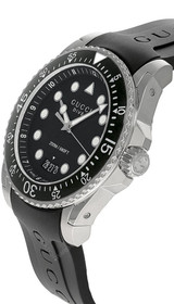 Gucci watches GUCCI Dive 45MM Quartz S-Steel Black Rubber Men's Watch YA136204B