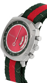 Gucci watches GUCCI Grip 40MM SS Red/Green Dial Fabric Strap Mens Watch YA157304