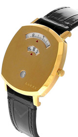 Gucci watches GUCCI Grip Date 38MM Quartz Black Leather Unisex Watch YA157446