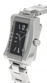 Hamilton watches HAMILTON Square Black Dial Stainless Steel Vintage Watch H000032S