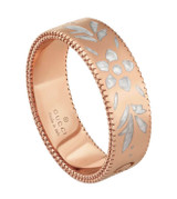 Jewelry GUCCI Icon Blooms 18K Pink/Rose Gold White Enamel Ring YBC434525002013