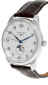 Longines watches LONGINES Master Moonphase 42MM AUTO Silver Dial LTHR Mens Watch L29194783