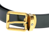Montblanc Accessories MONTBLANC Gold Buckle 30MM Brushed Green Leather Belt 129454