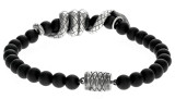 Montblanc Accessories MONTBLANC Onyx-Bead Bracelet with Serpent Silver (63)Size 12405463