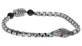 Montblanc Accessories  MONTBLANC Rouge et noir Silver Snake Motif & Onyx  Bracelet 12405363 