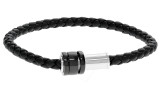 Montblanc Accessories MONTBLANC Woven BLK Leather SS Magnetic Closure Size 63 Bracelet 11654863