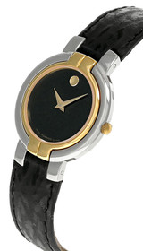 Movado watches MOVADO 28MM Stainless Steel Black Dial Leather Women's Watch 81.A1.840.1 
