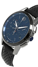 Movado watches MOVADO Museum 43MM SS Blue Dial Black Leather Mens Watch 0607475