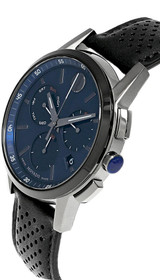 Movado watches MOVADO Museum Sport 43MM CHRONO SS Blue Dial Leather Mens Watch 0607561
