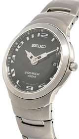Seiko watches Seiko Black Dial 38MM Stainless Steel Men's Watch SKP129