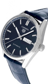 TAG Heuer Watches‎ TAG HEUER Carrera Day-Date AUTO 41MM Blue Leather Men's Watch WBN2012.FC6502